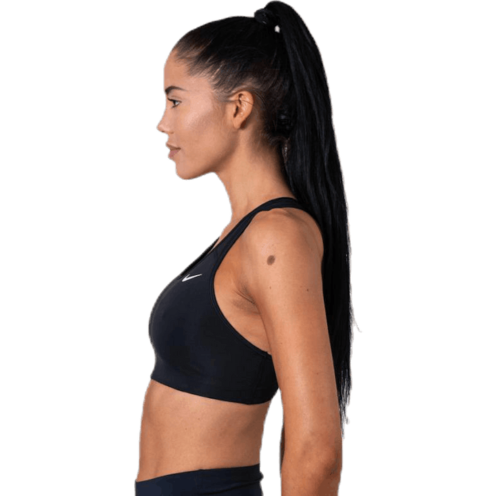 Soutien-gorge de sport non rembourré à maintien moyen pour femme Swoosh, noir/blanc/blanc