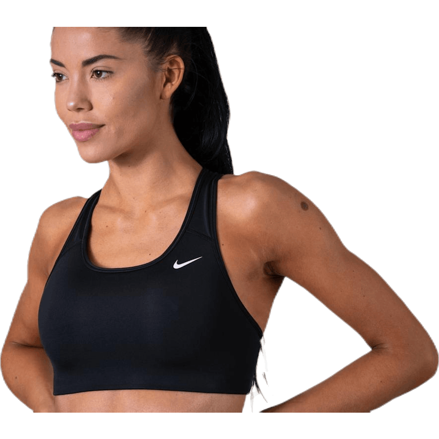 Soutien-gorge de sport non rembourré à maintien moyen pour femme Swoosh, noir/blanc/blanc