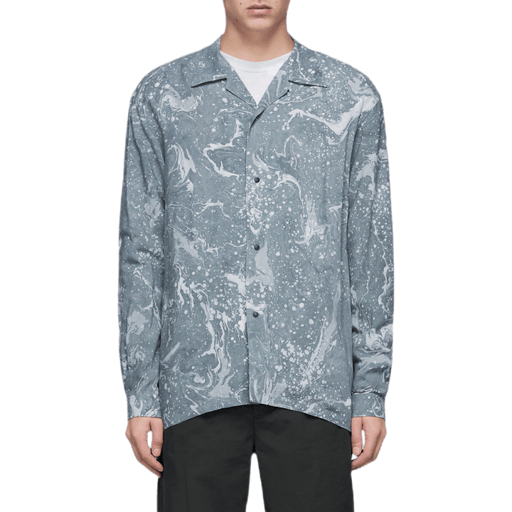 Sumi-nagashi Hemd mit offenem Kragen Rot