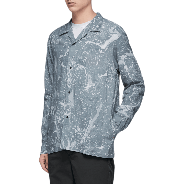 Sumi-nagashi Hemd mit offenem Kragen Rot