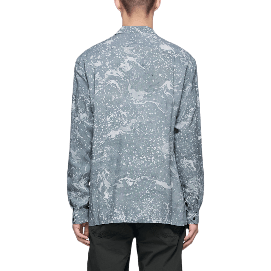 Sumi-nagashi Hemd mit offenem Kragen Rot