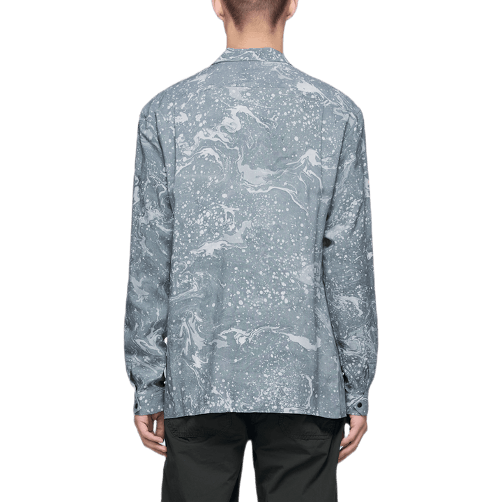 Sumi-nagashi Hemd mit offenem Kragen Rot