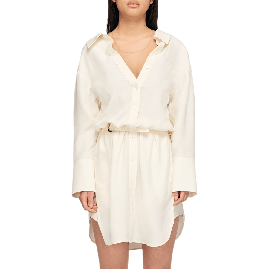 Abito camicia a spalla cadente W Bianco