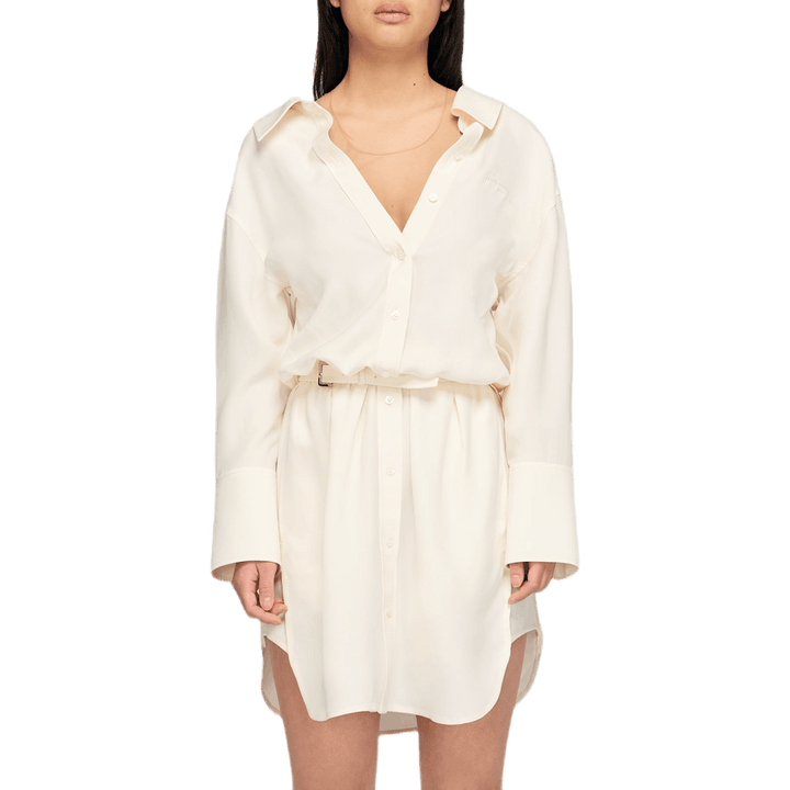 Abito camicia a spalla cadente W Bianco