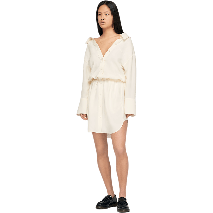 Abito camicia a spalla cadente W Bianco
