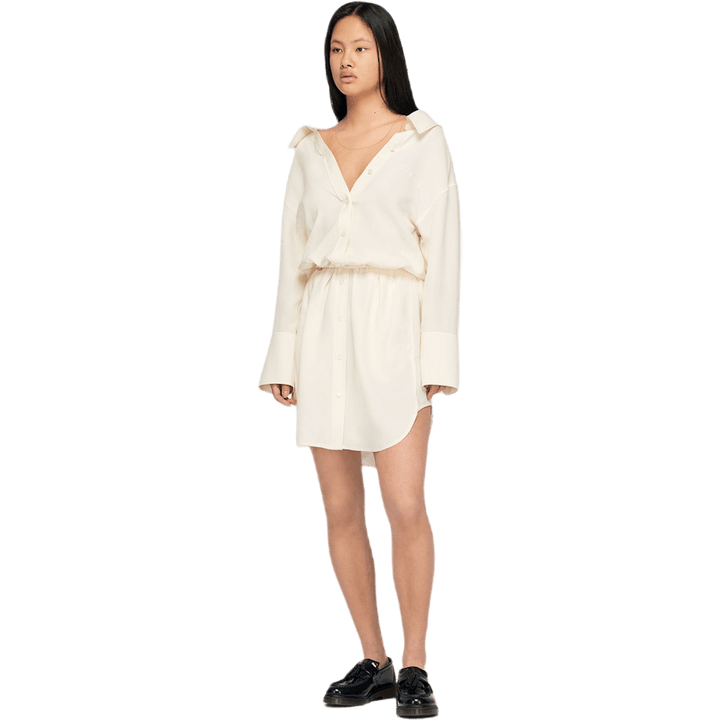 Abito camicia a spalla cadente W Bianco