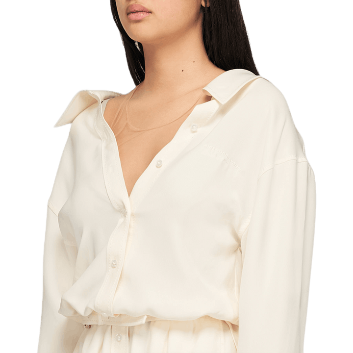 Abito camicia a spalla cadente W Bianco