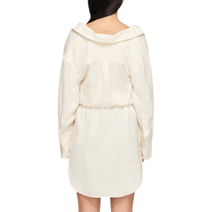 Abito camicia a spalla cadente W Bianco