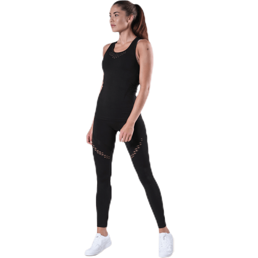 Fitness Nahtloses Mesh Tank Schwarz