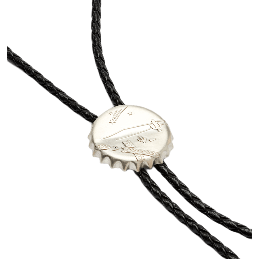 Cravate à boucle en forme de bouchon de bouteille argenté noir