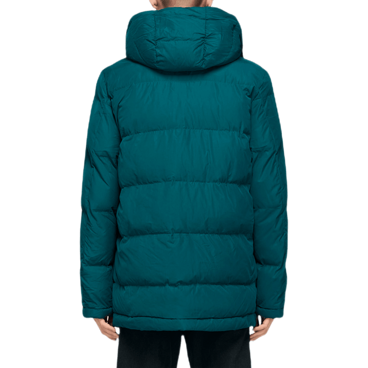 Doudoune longue à capuche verte