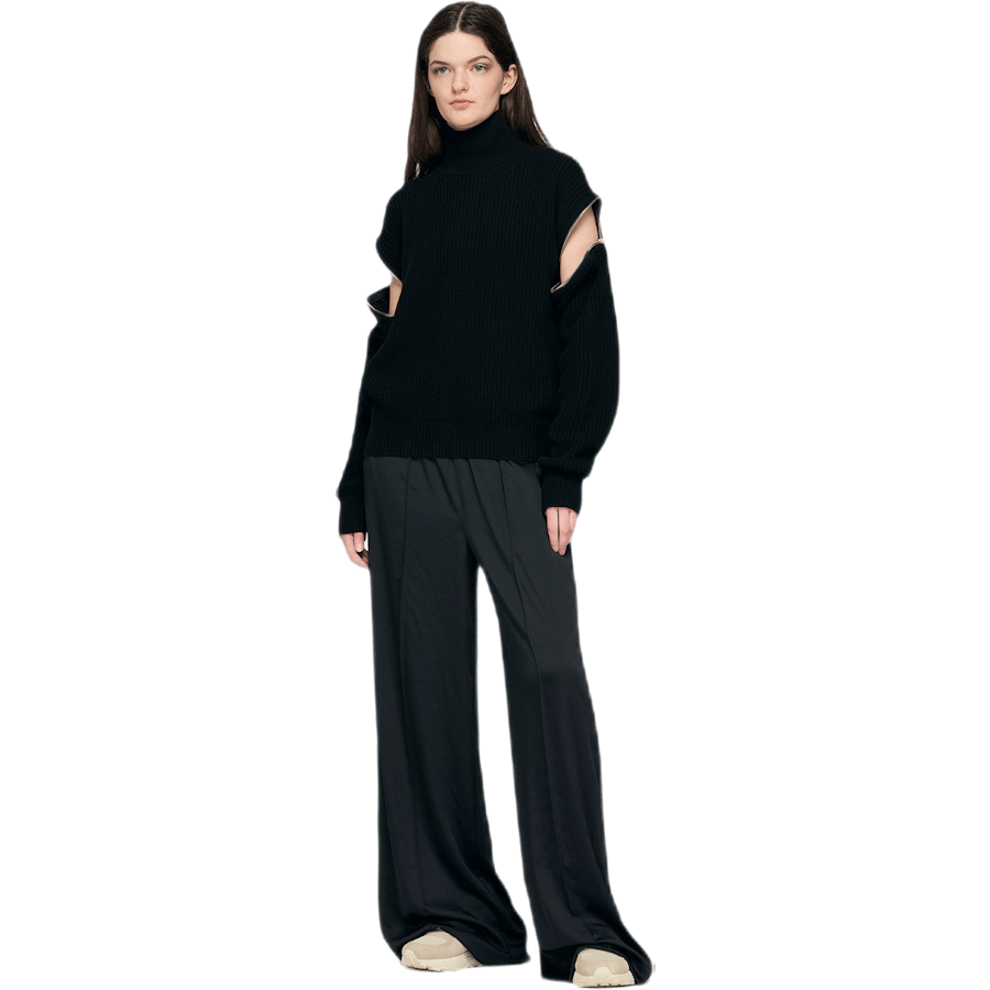Vetoketjullinen turtleneck huppari musta