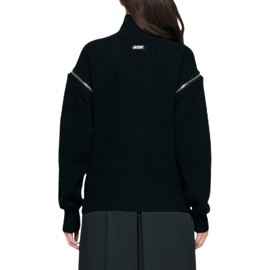 Vetoketjullinen turtleneck huppari musta