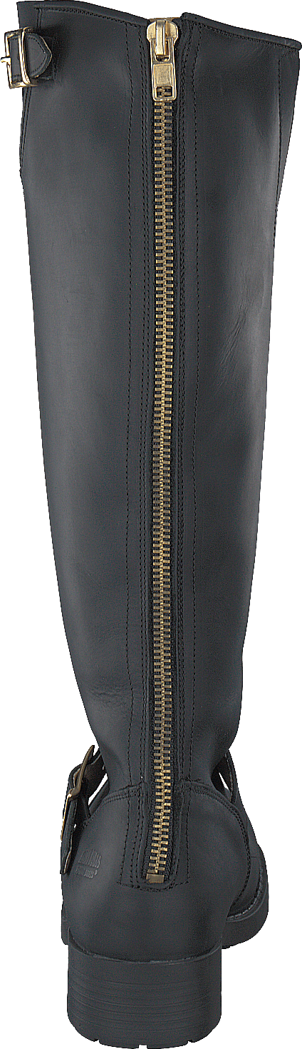 Hög Zip Back Svart Glänsande Guld