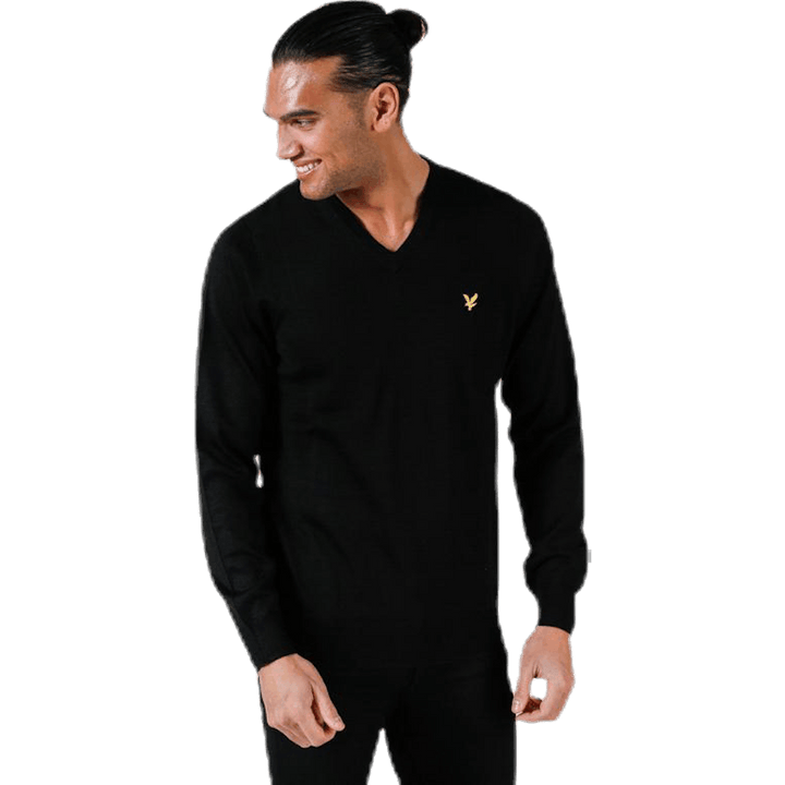 Pulóver s výstrihom do V čierny