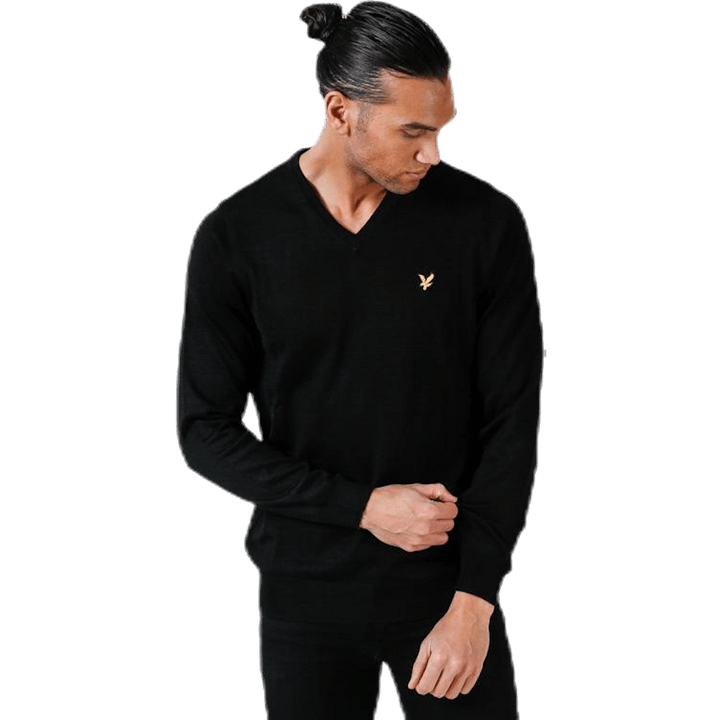 Pulóver s výstrihom do V čierny