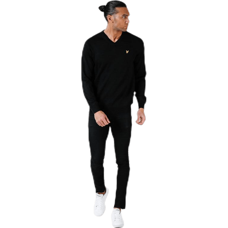 Pulóver s výstrihom do V čierny