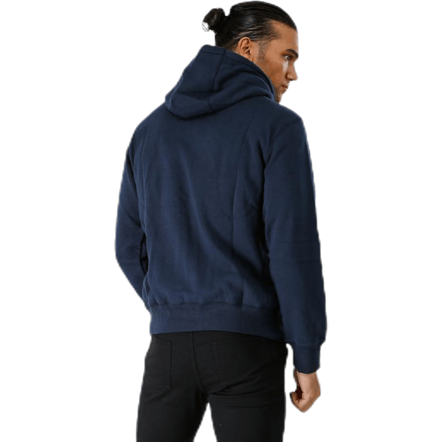 Sweat à capuche zippé en sergé bleu