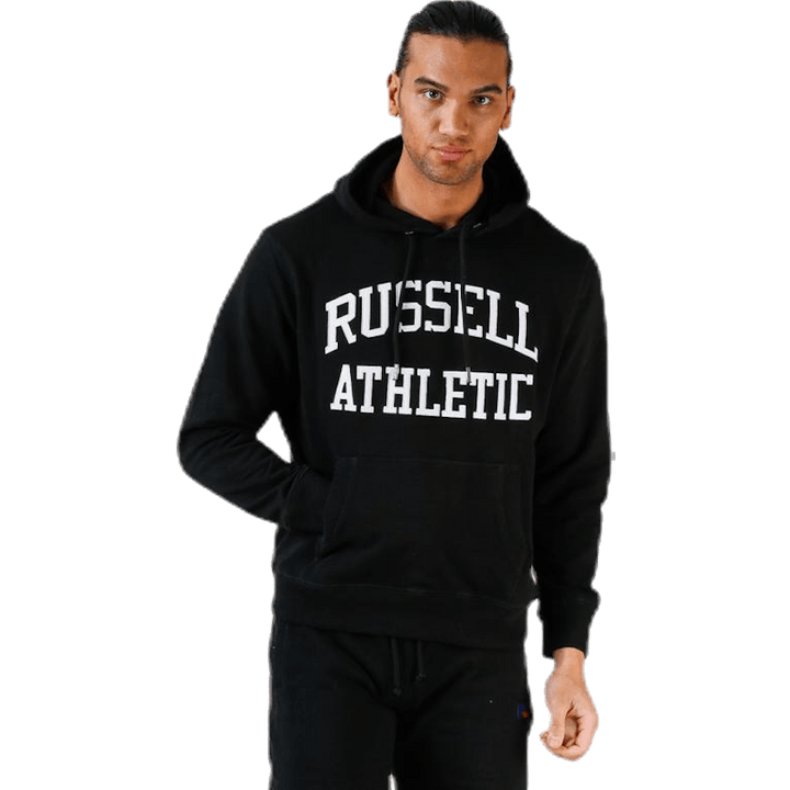 Sweat à capuche emblématique en sergé noir