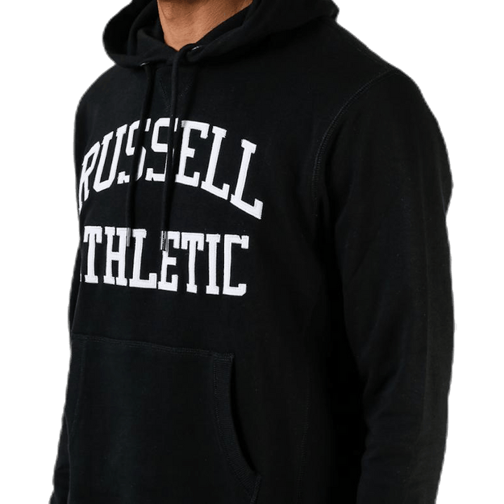 Sweat à capuche emblématique en sergé noir