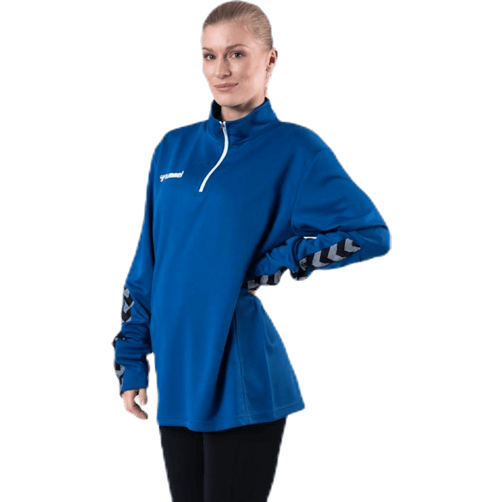 Authentiek Sweatshirt met Halve Ritssluiting Blauw