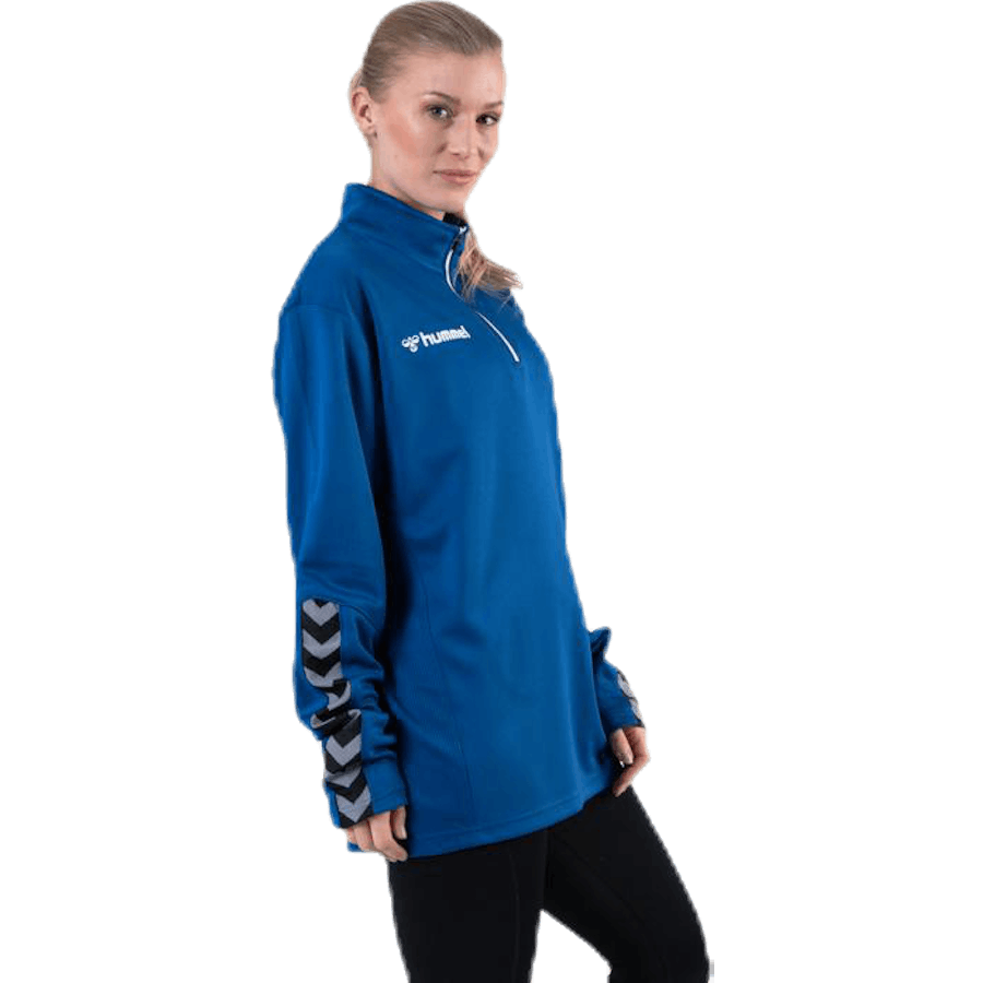 Authentiek Sweatshirt met Halve Ritssluiting Blauw