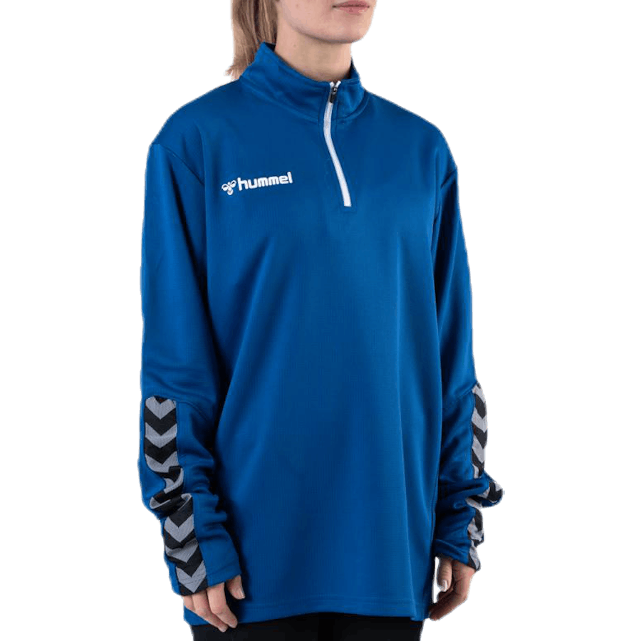 Authentiek Sweatshirt met Halve Ritssluiting Blauw