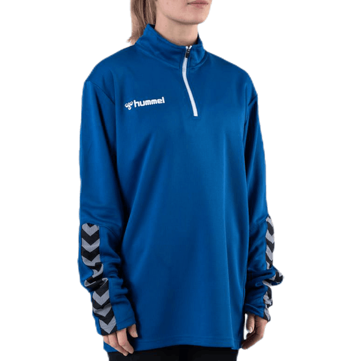 Authentiek Sweatshirt met Halve Ritssluiting Blauw