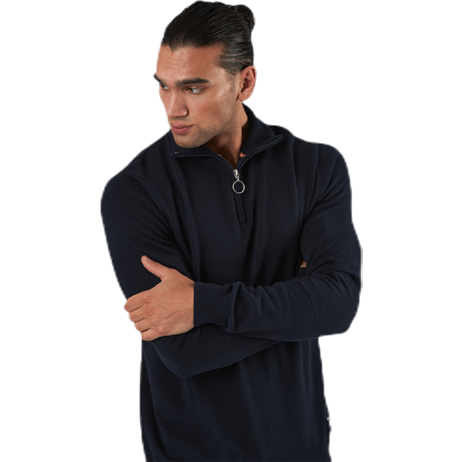Eli Knit High Neck Zip White