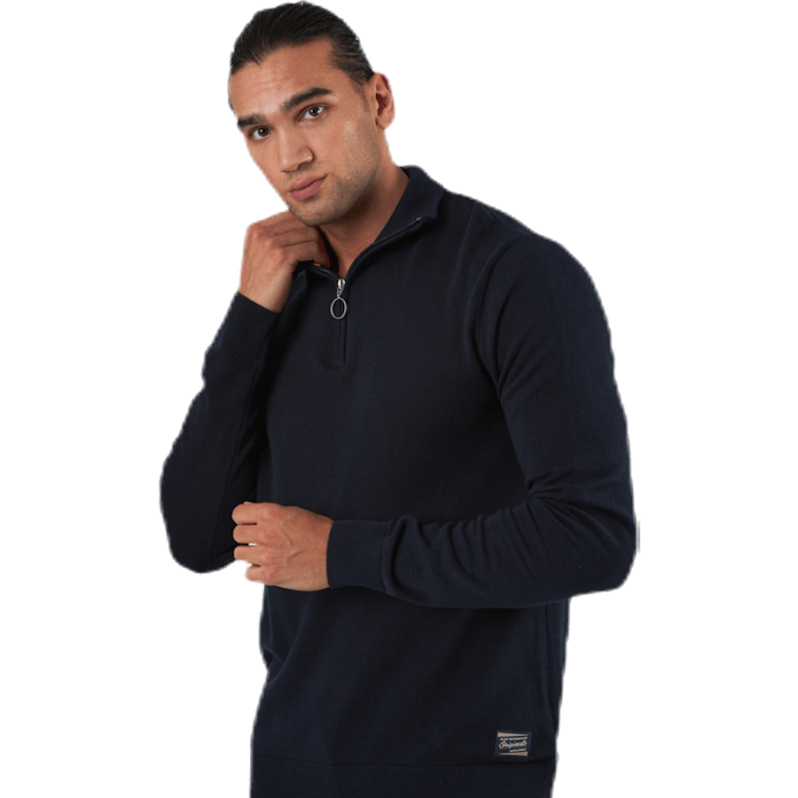 Eli Knit High Neck Zip White
