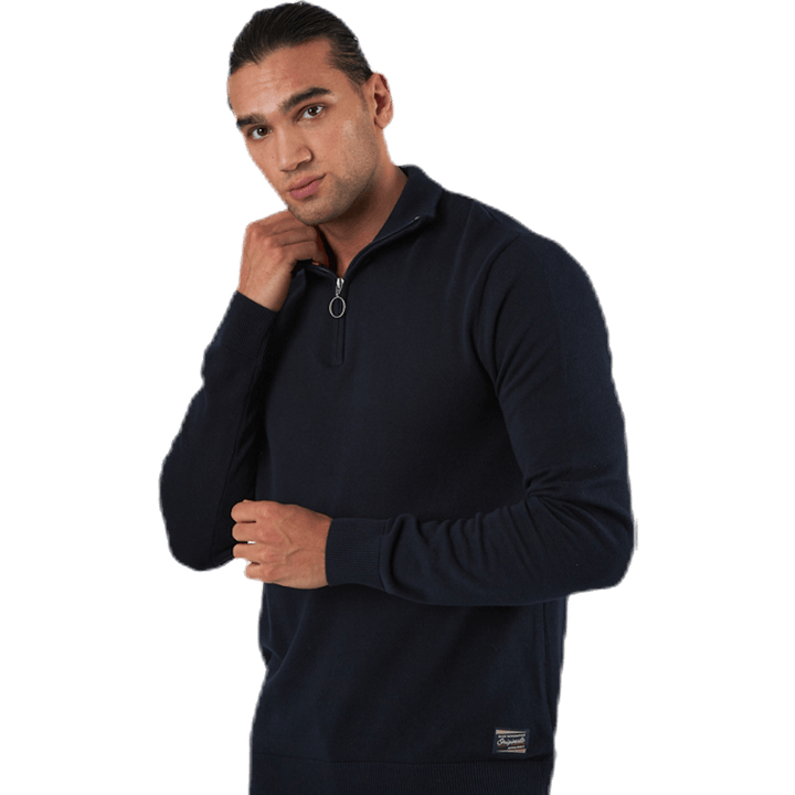 Eli Knit High Neck Zip White