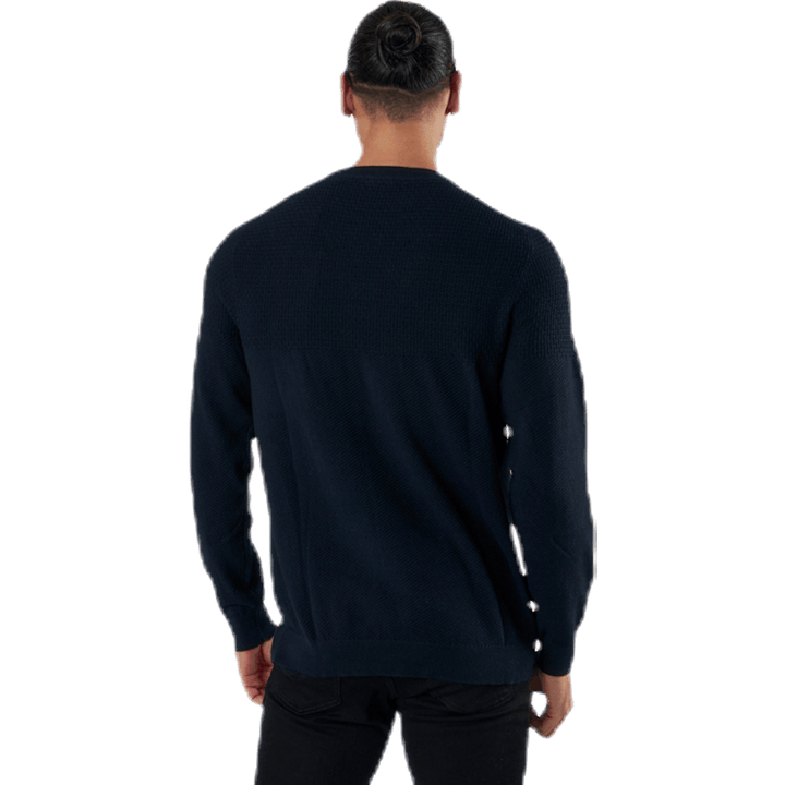 Blacamp Knit Structure Crew Neck Blue