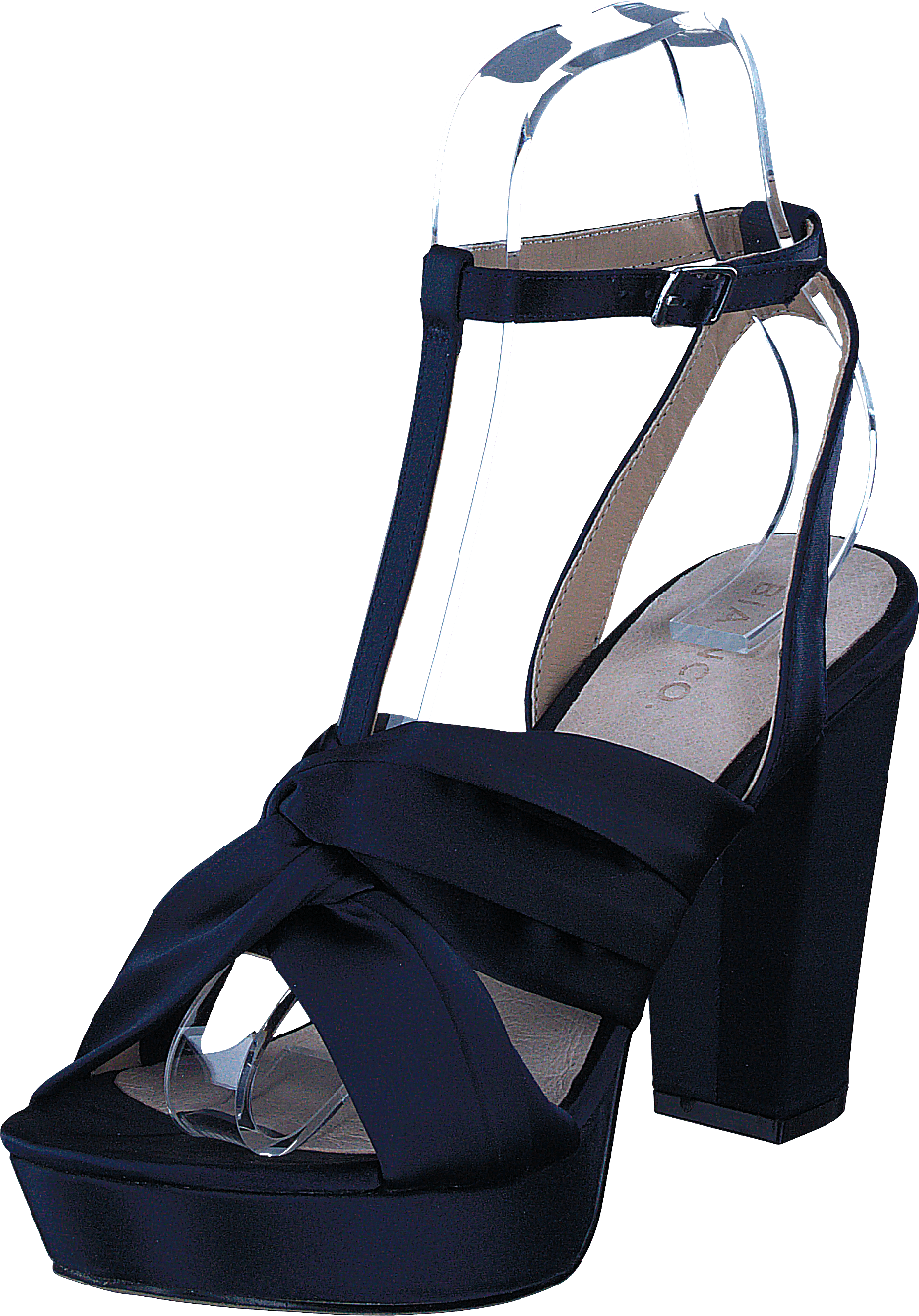 Satin Riemchensandale Marineblau