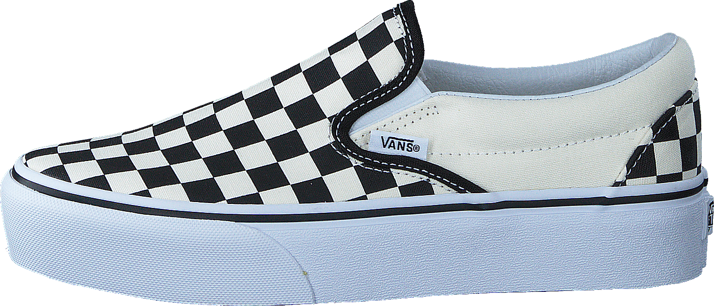 ua classic slip-on platform black and white checker/white