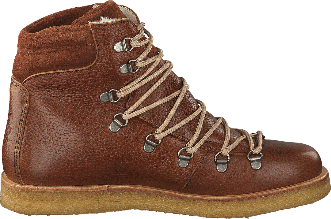 Botte à lacets et anneaux en D marron moyen