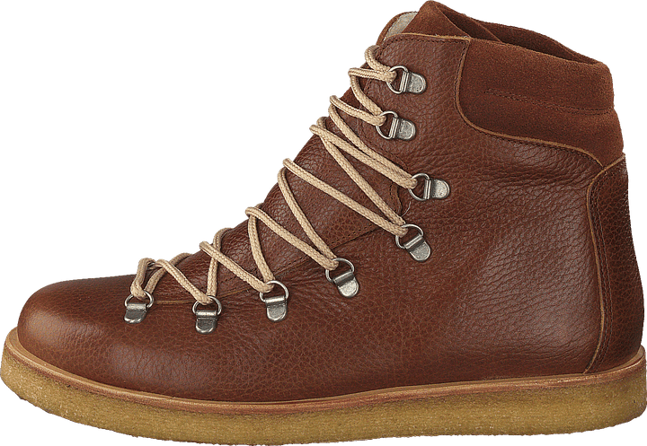Botte à lacets et anneaux en D marron moyen