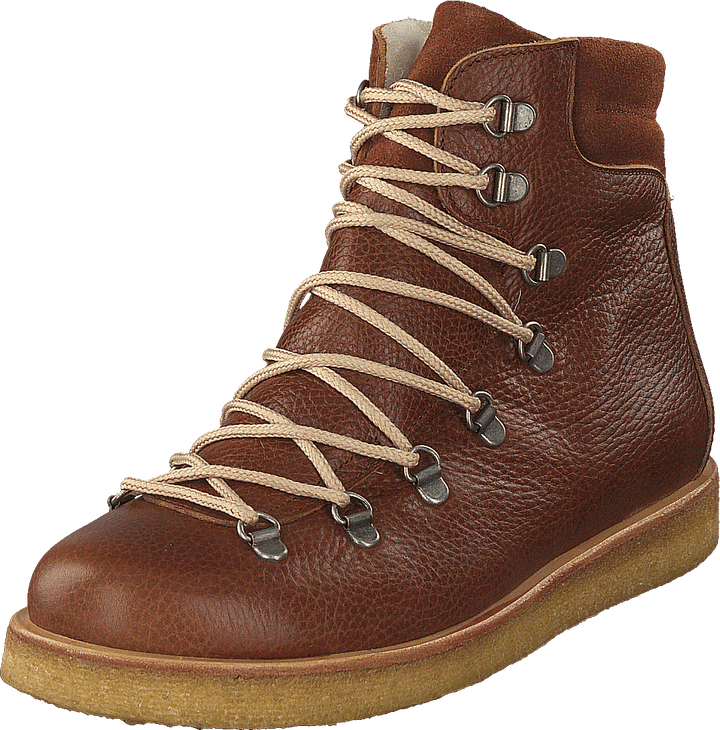 Botte à lacets et anneaux en D marron moyen