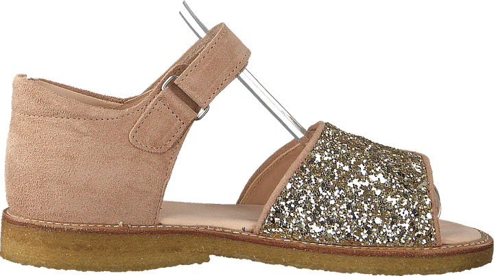 Sandal med borrelåslukking Nude/champagne Glitter