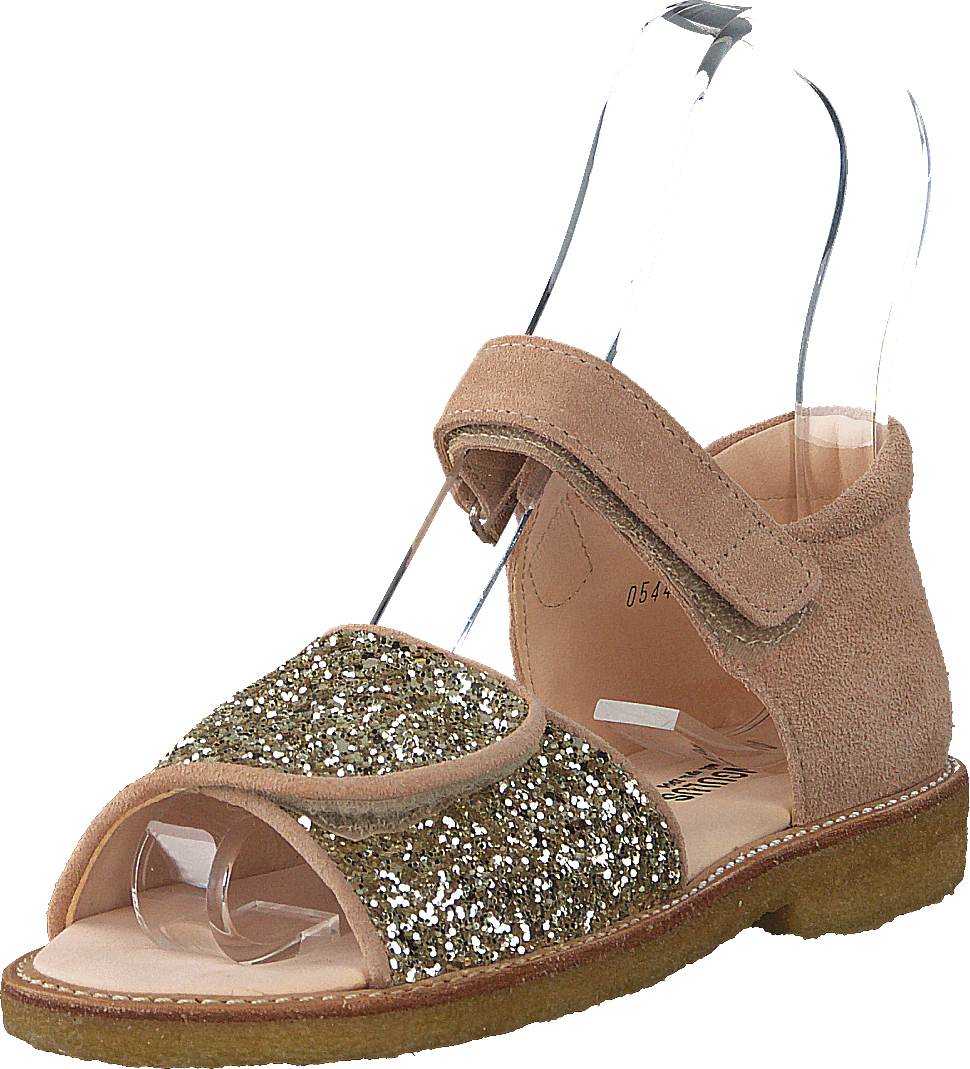 Sandal med borrelåslukking Nude/champagne Glitter