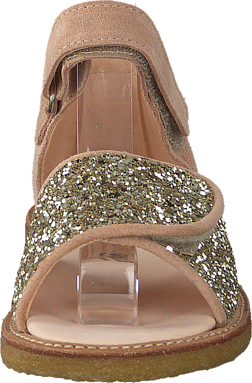 Sandal med borrelåslukking Nude/champagne Glitter