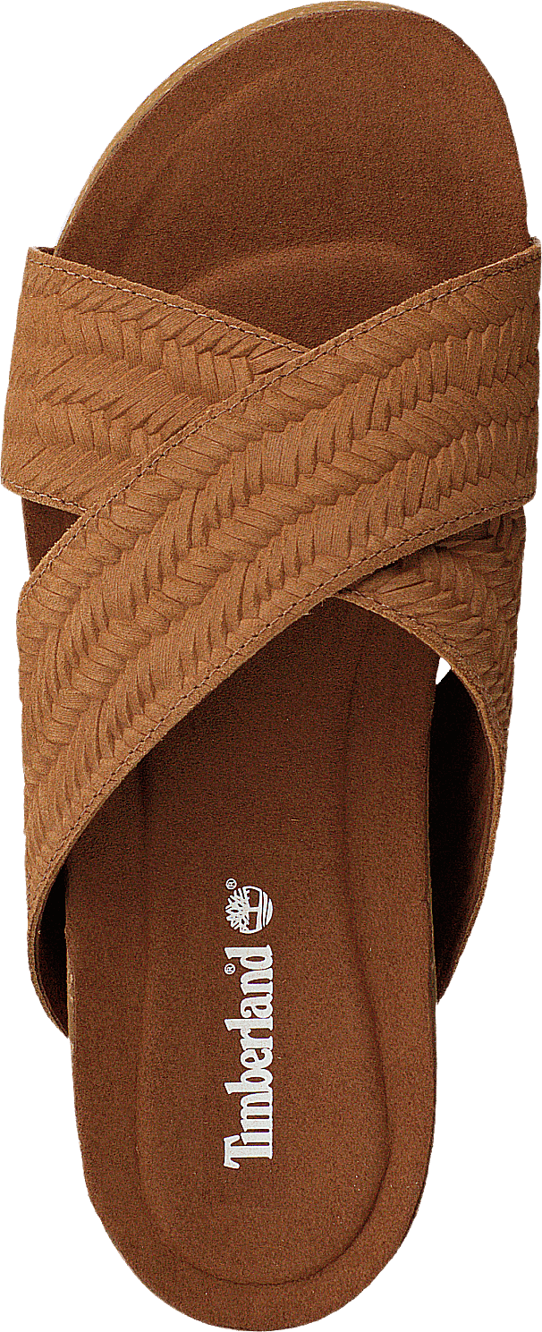 Malibu Waves Cross Slide Rust Embossed Suede