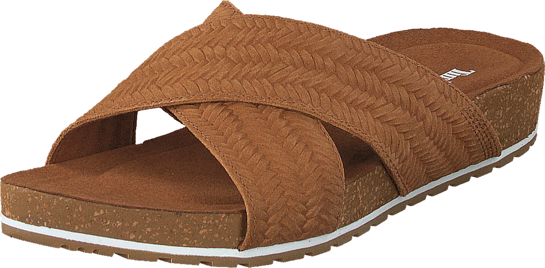 Malibu Waves Cross Slide Rust Embossed Suede