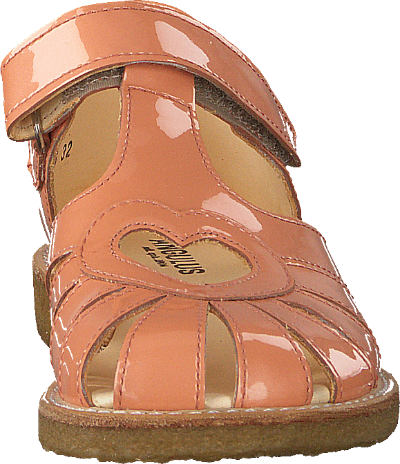 Sandal med hjärtdetaljer och V-persika