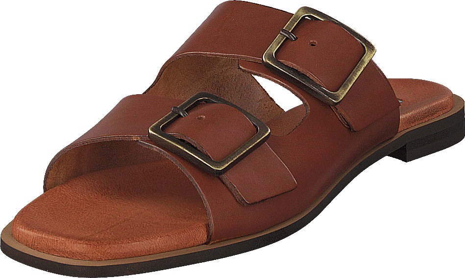 Buckles Square Flat Cognac