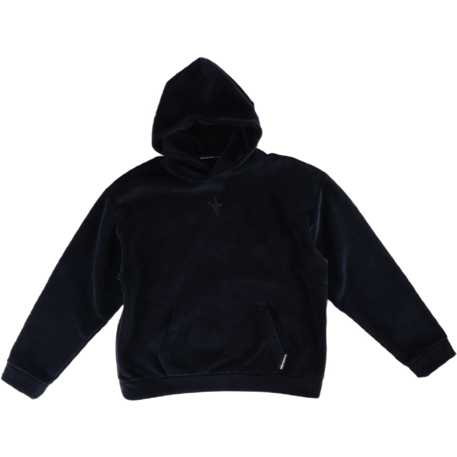 Sweat à capuche en velours collé bleu