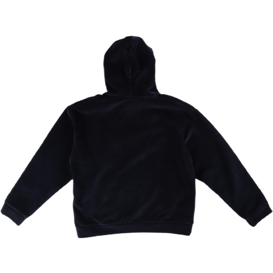 Sweat à capuche en velours collé bleu