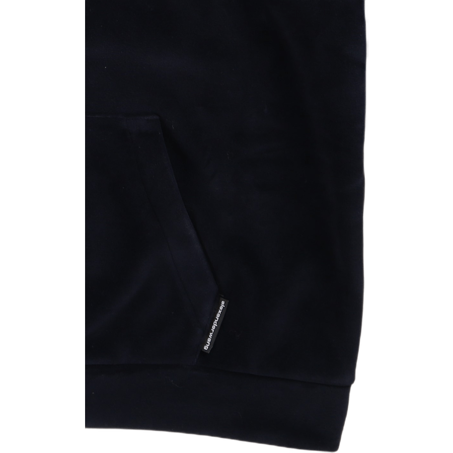 Sweat à capuche en velours collé bleu