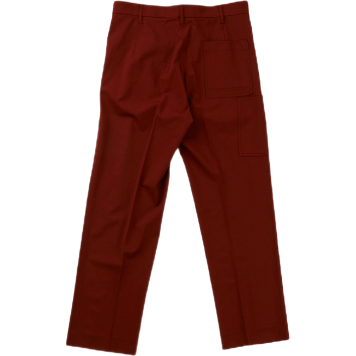Pantalon cargo en laine fraîche marron rouille