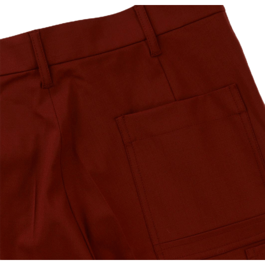 Pantalon cargo en laine fraîche marron rouille