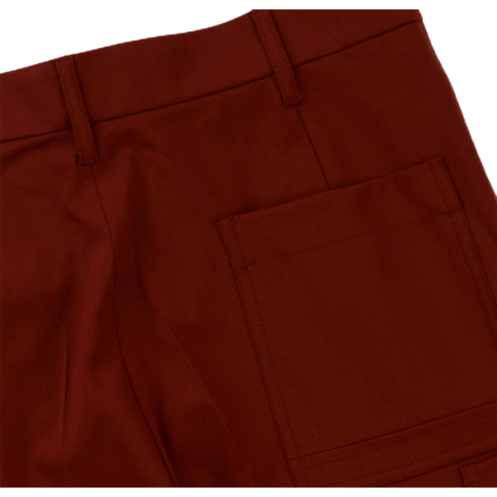 Pantalon cargo en laine fraîche marron rouille